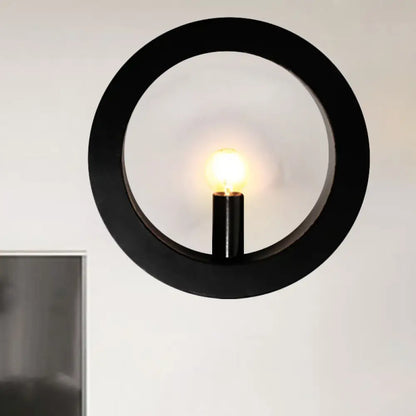 DecorBites™ Modern Black/White Circle Wall Light - Simple Metallic 1 Light Wall Lamp for Bedroom and Hallway