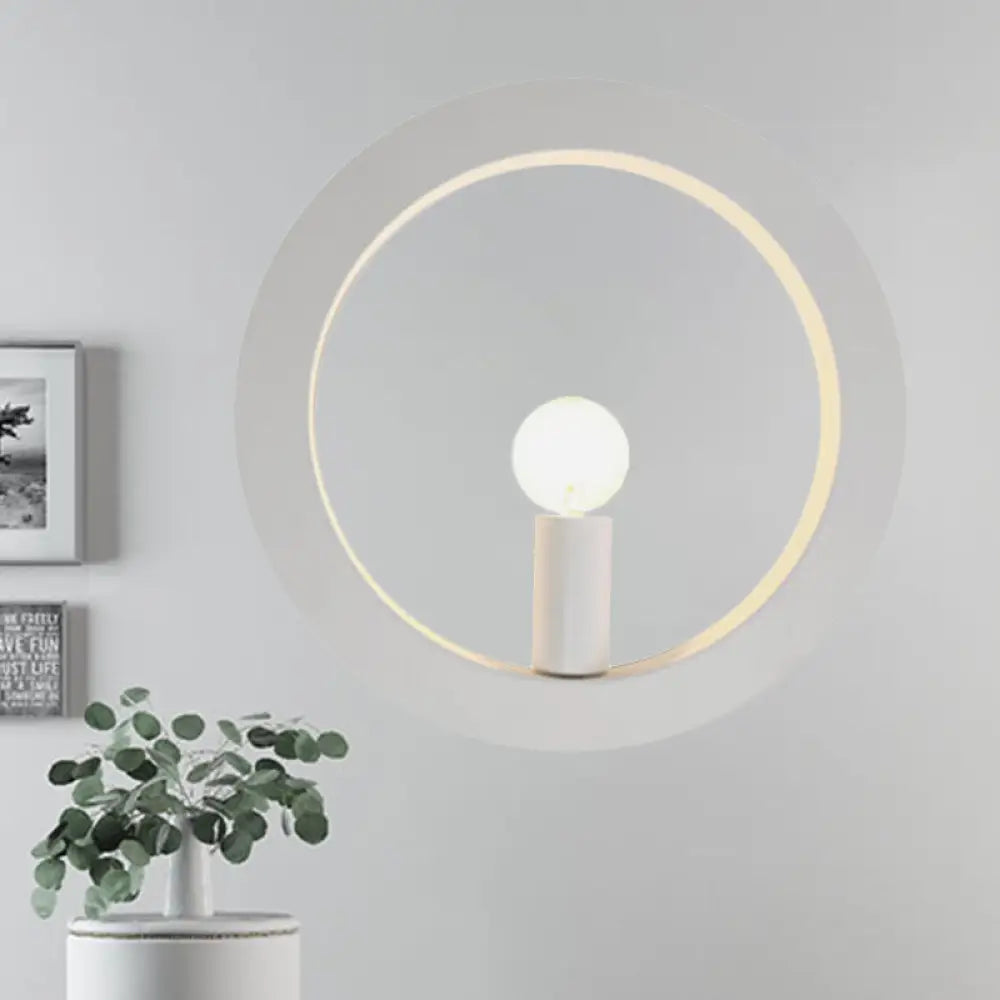 DecorBites™ Modern Black/White Circle Wall Light - Simple Metallic 1 Light Wall Lamp for Bedroom and Hallway