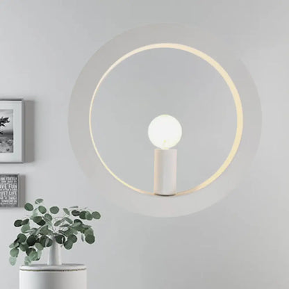 DecorBites™ Modern Black/White Circle Wall Light - Simple Metallic 1 Light Wall Lamp for Bedroom and Hallway