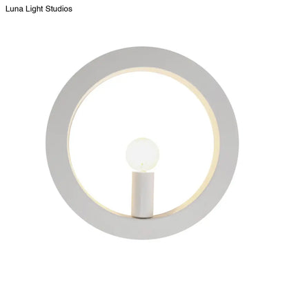 DecorBites™ Modern Black/White Circle Wall Light - Simple Metallic 1 Light Wall Lamp for Bedroom and Hallway