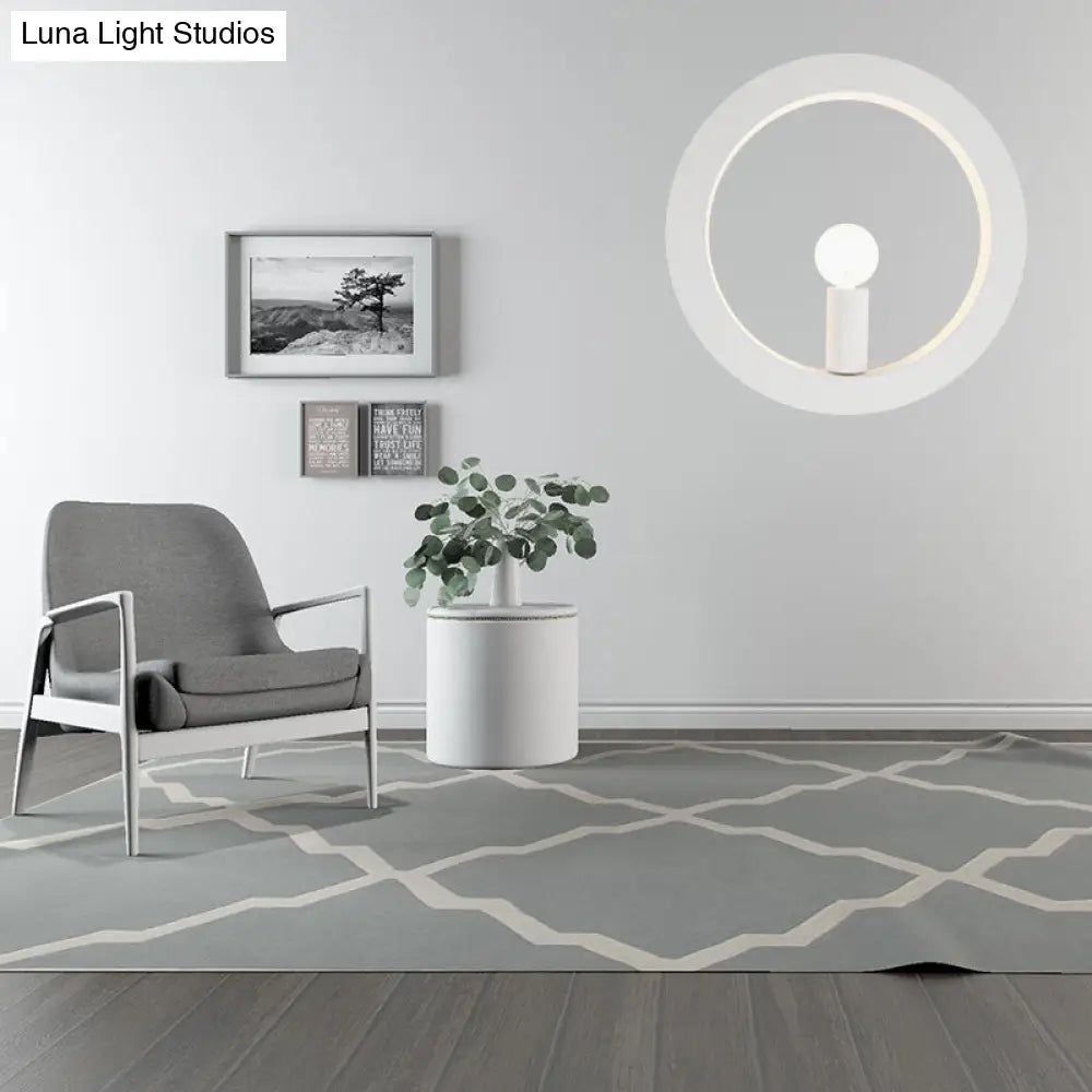 DecorBites™ Modern Black/White Circle Wall Light - Simple Metallic 1 Light Wall Lamp for Bedroom and Hallway