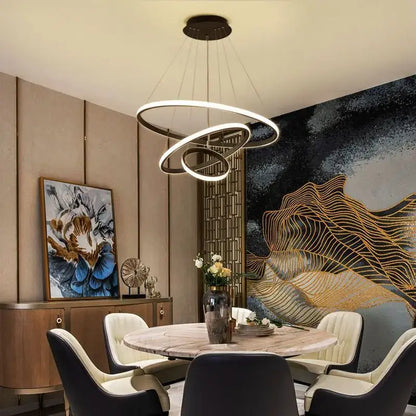 Modern black & white circles chandelier pendant – living room light
