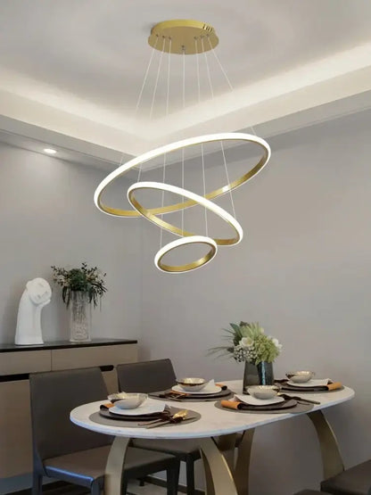Modern black & white circles chandelier pendant – living room light