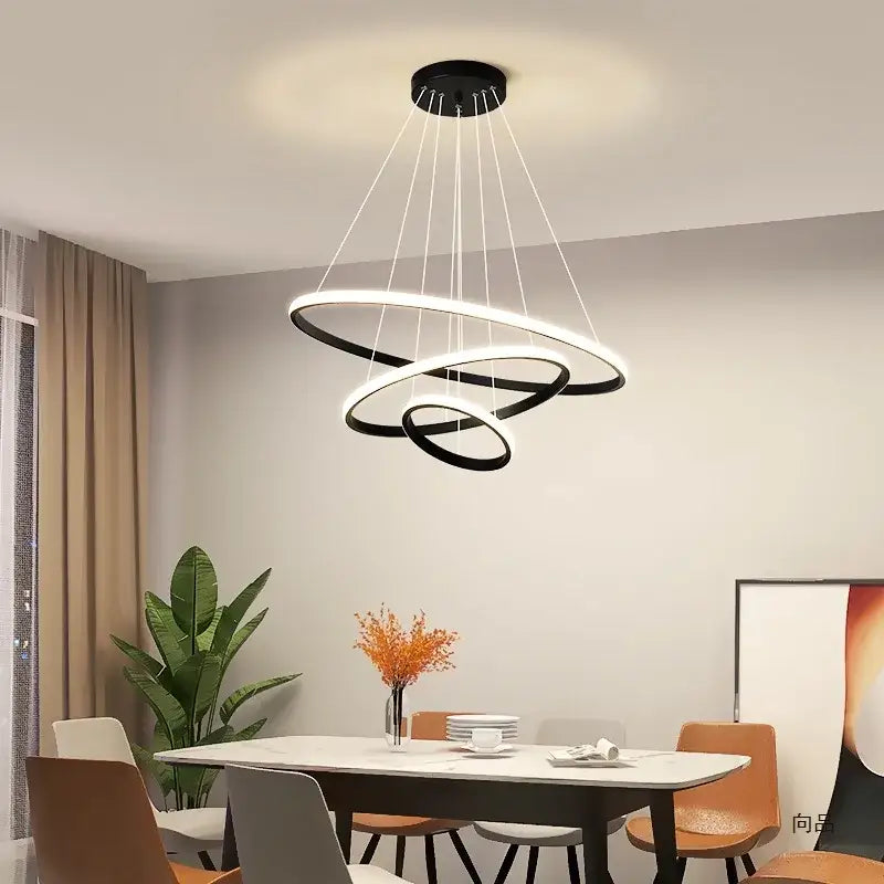 Modern black & white circles chandelier pendant – living room light