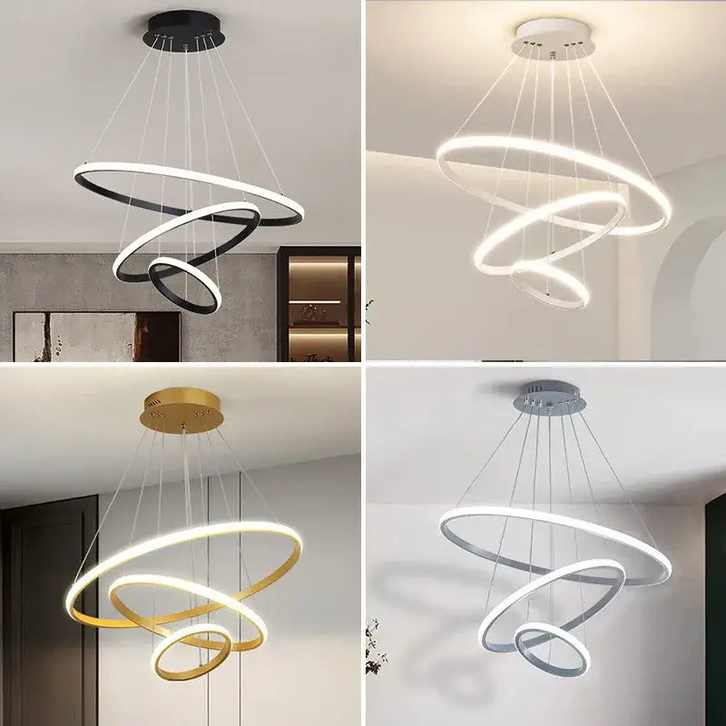 Modern black & white circles chandelier pendant – living room light