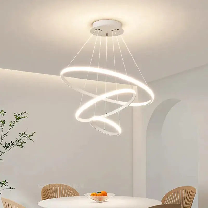 Modern black & white circles chandelier pendant – living room light