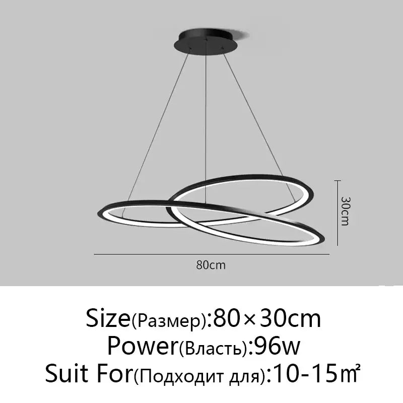 Modern black & white circular led chandelier for living room
