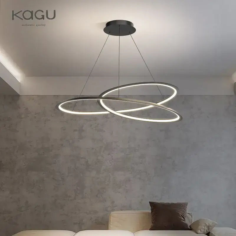 Modern black & white circular led chandelier for living room