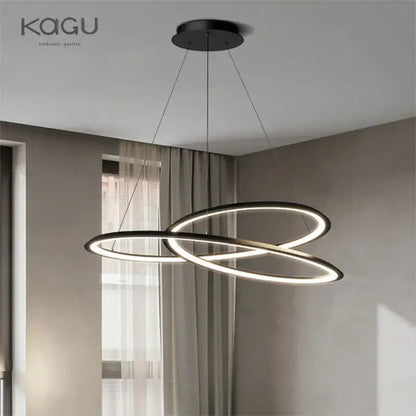 Modern black & white circular led chandelier for living room