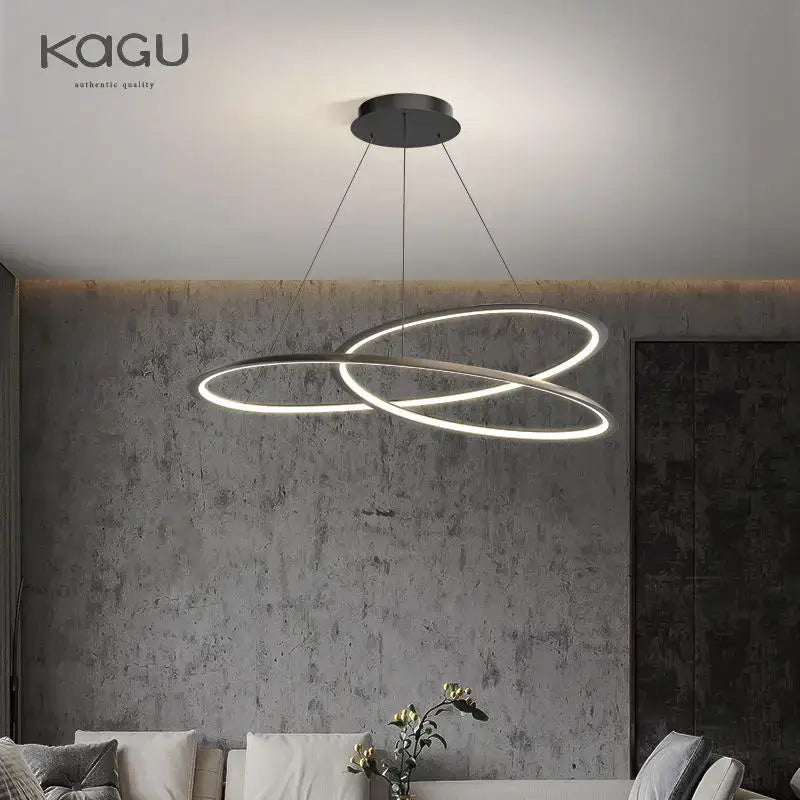 Modern black & white circular led chandelier for living room
