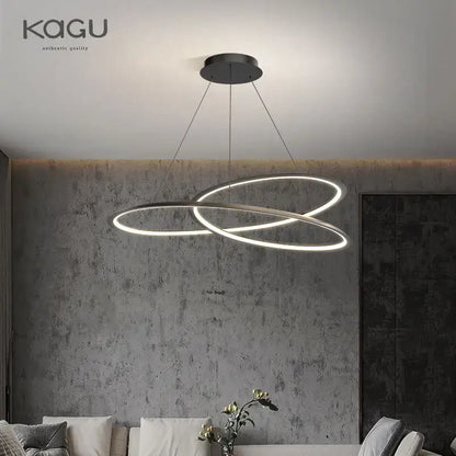Modern black & white circular led chandelier for living room