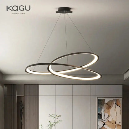 Modern black & white circular led chandelier for living room