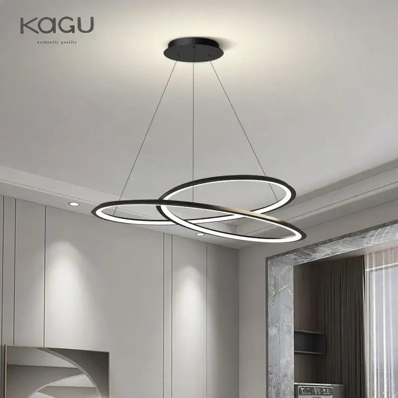Modern black & white circular led chandelier for living room