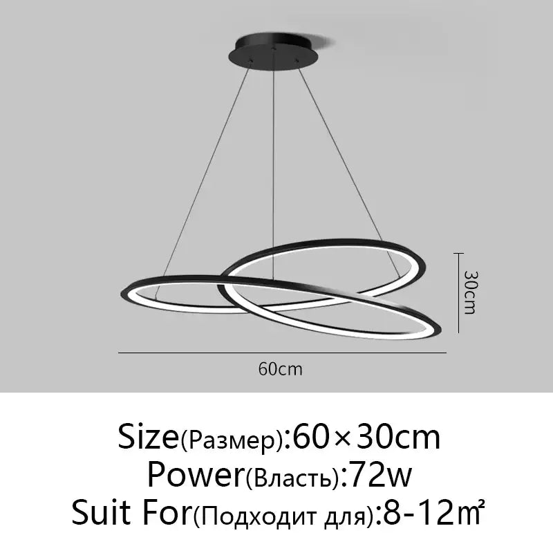 Modern black & white circular led chandelier for living room