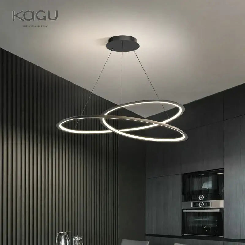 Modern black & white circular led chandelier for living room