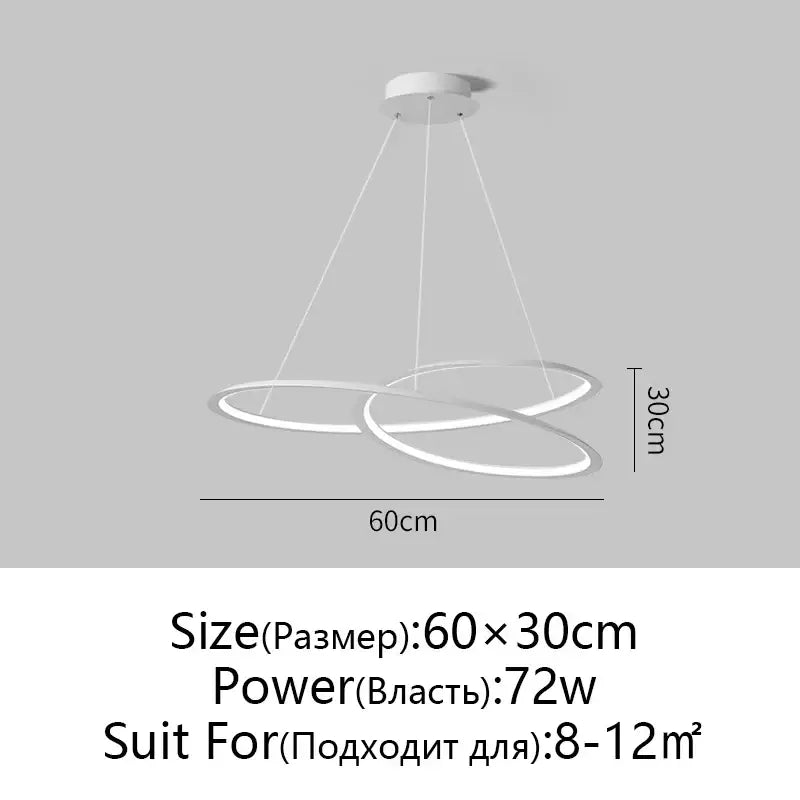 Modern black & white circular led chandelier for living room