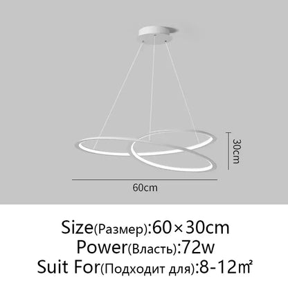 Modern black & white circular led chandelier for living room