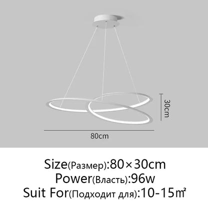 Modern black & white circular led chandelier for living room