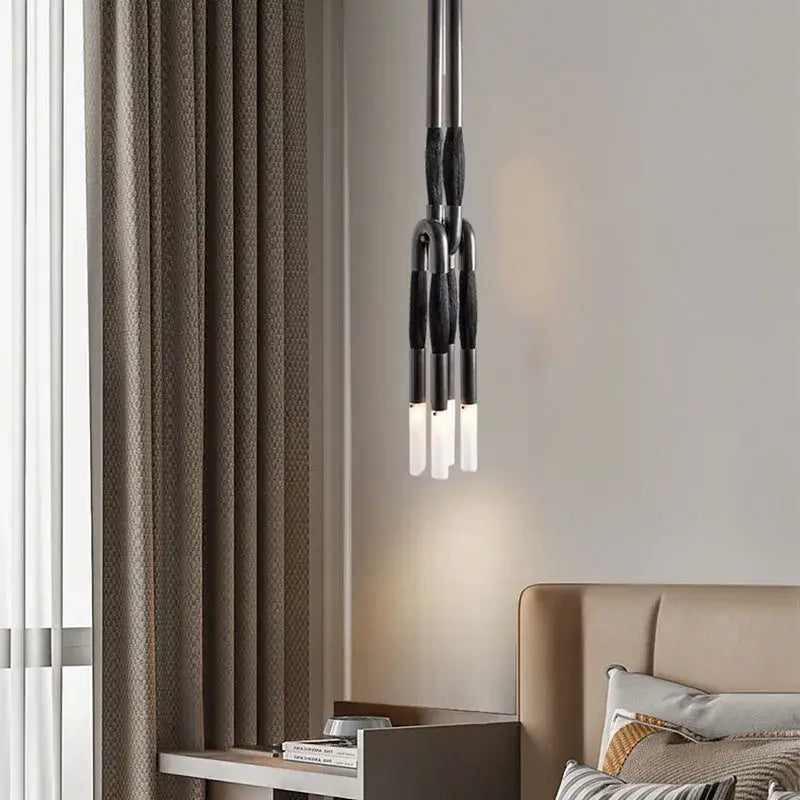 Modern black & white cloth pendant light kitchen dining room