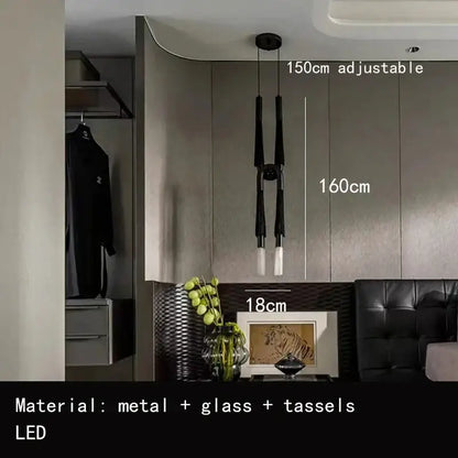 Modern black & white cloth pendant light kitchen dining room
