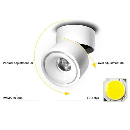 Modern black & white cob led ceiling spot light for living room