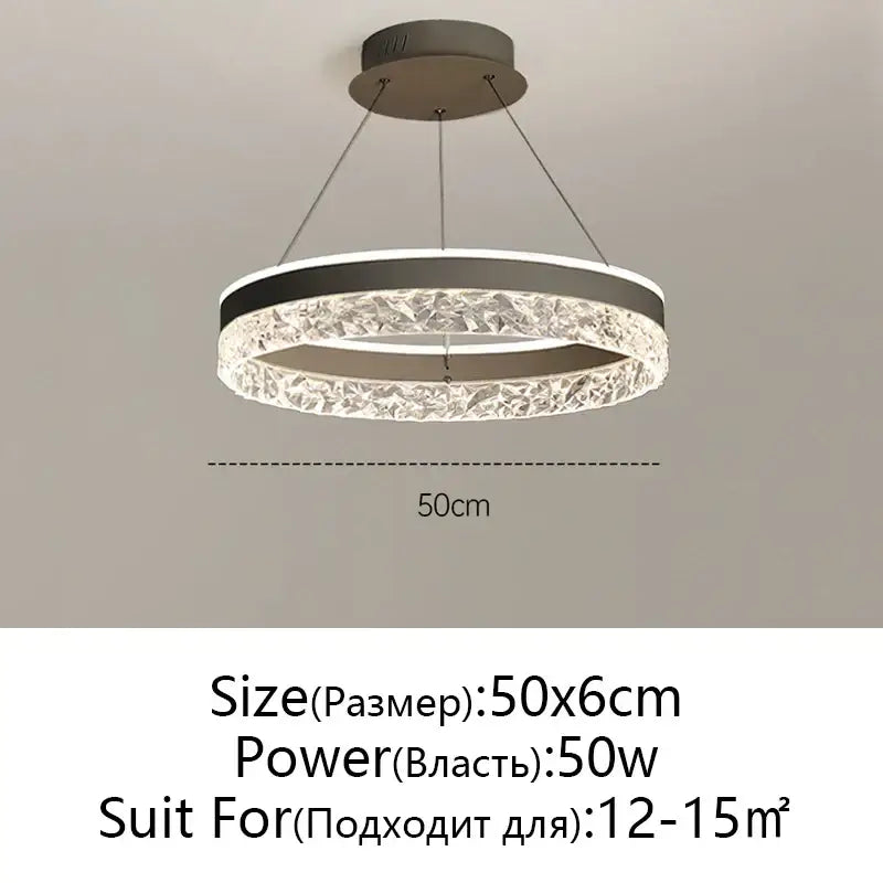 Modern black & white crystal rings led chandelier dining room