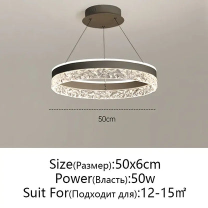Modern black & white crystal rings led chandelier dining room