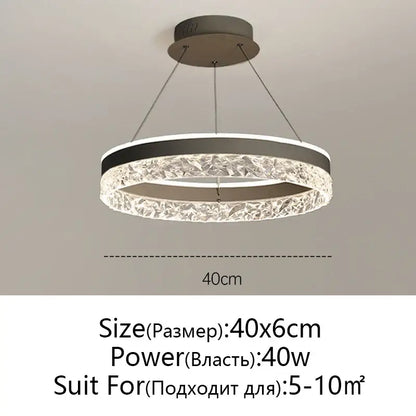 Modern black & white crystal rings led chandelier dining room