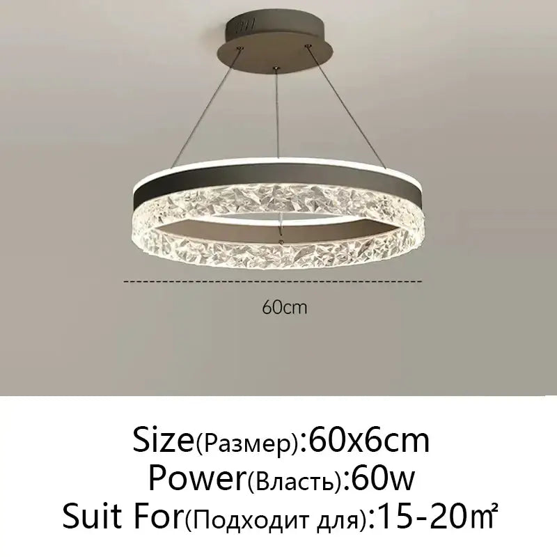Modern black & white crystal rings led chandelier dining room