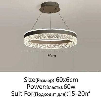 Modern black & white crystal rings led chandelier dining room