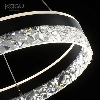 Modern black & white crystal rings led chandelier dining room