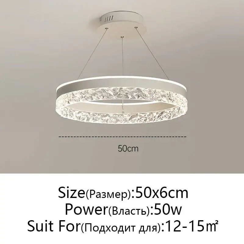 Modern black & white crystal rings led chandelier dining room