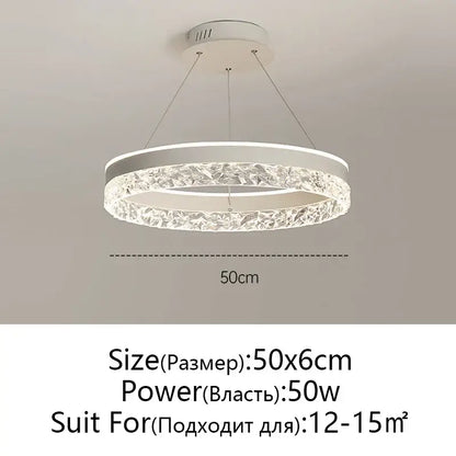 Modern black & white crystal rings led chandelier dining room