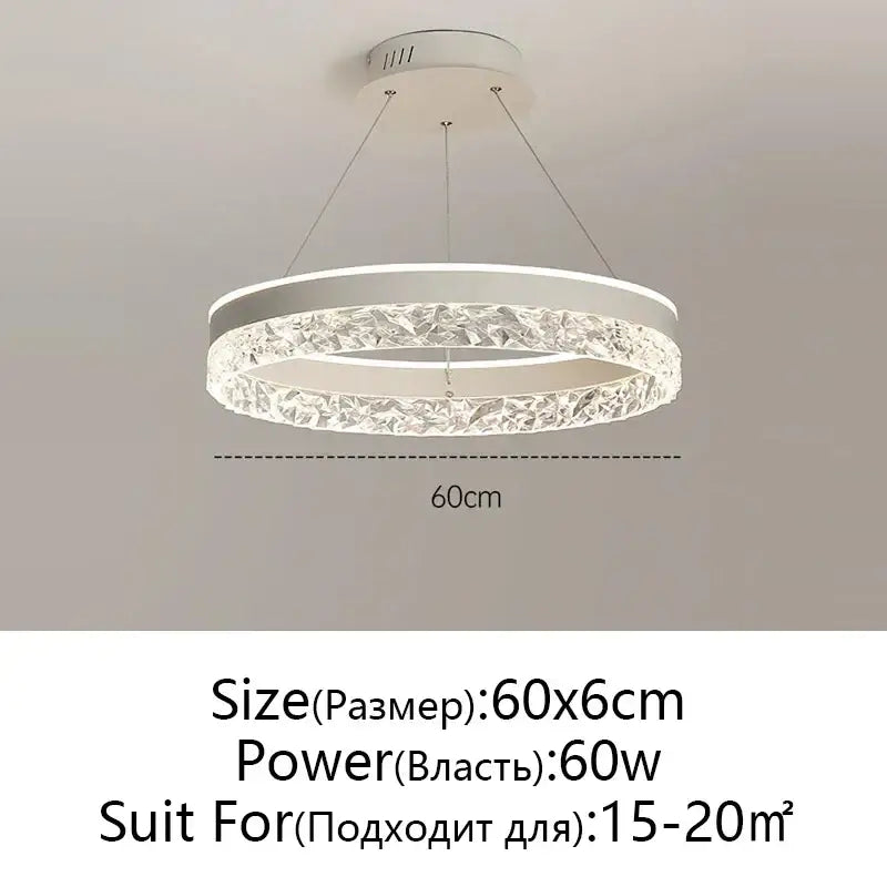Modern black & white crystal rings led chandelier dining room