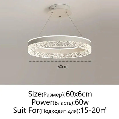 Modern black & white crystal rings led chandelier dining room