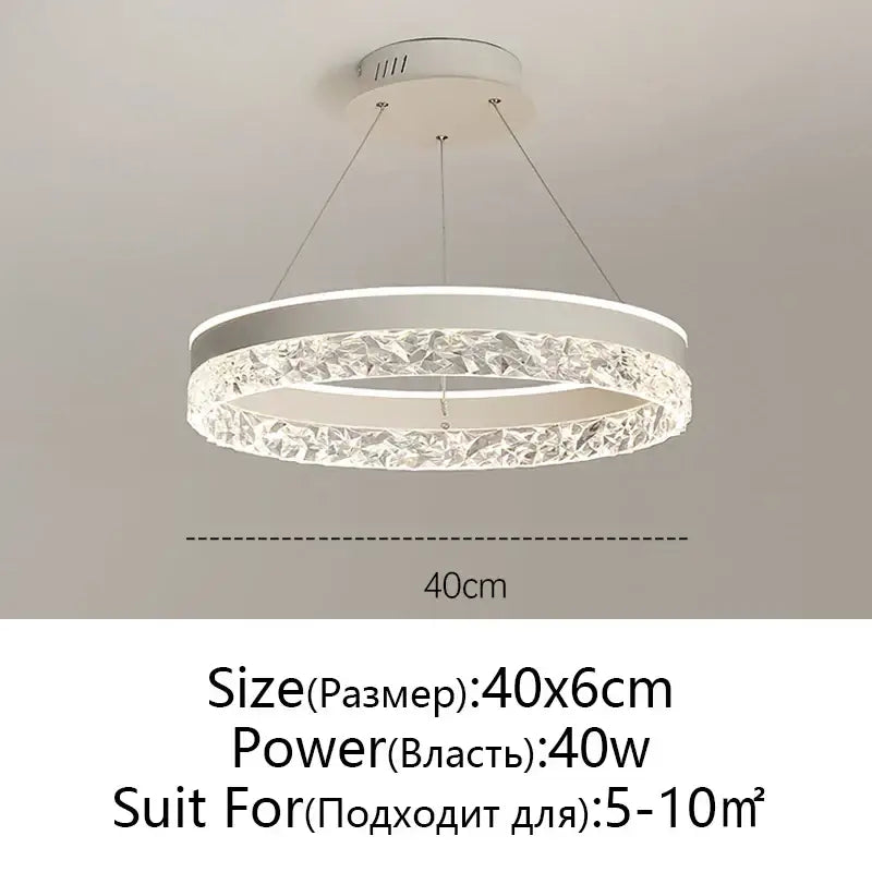 Modern black & white crystal rings led chandelier dining room