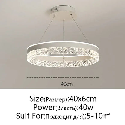 Modern black & white crystal rings led chandelier dining room