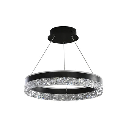 Modern black & white crystal rings led chandelier dining room
