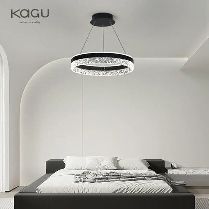 Modern black & white crystal rings led chandelier dining room