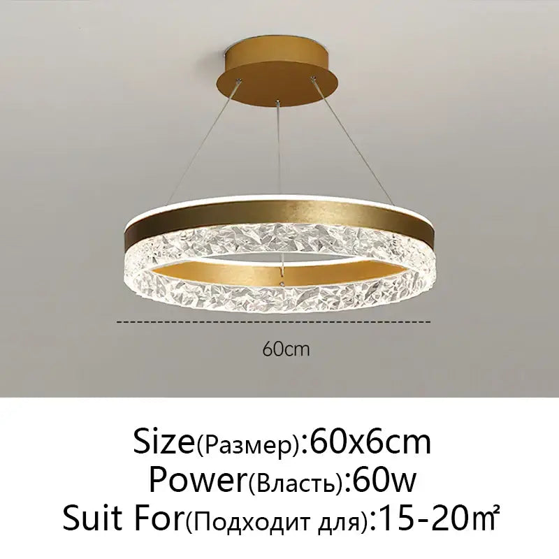 Modern black & white crystal rings led chandelier dining room
