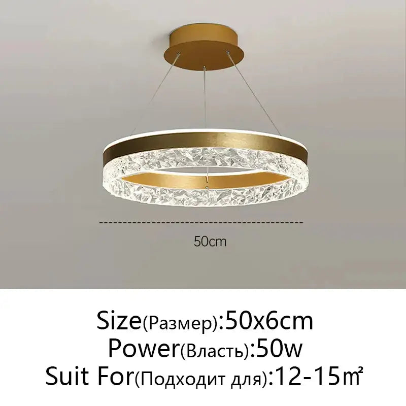 Modern black & white crystal rings led chandelier dining room