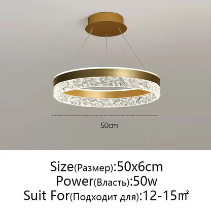 Modern black & white crystal rings led chandelier dining room