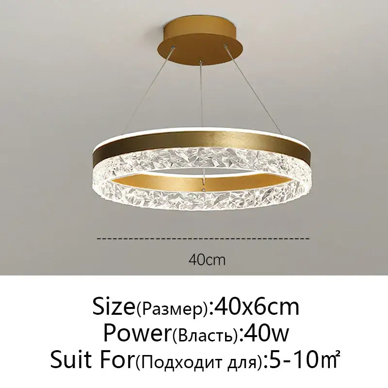 Modern black & white crystal rings led chandelier dining room