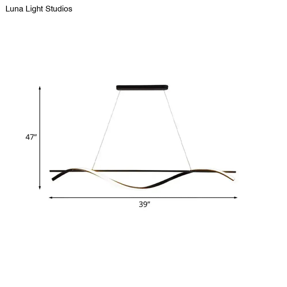 Modern black & white curved led island pendant light kitchen dining room