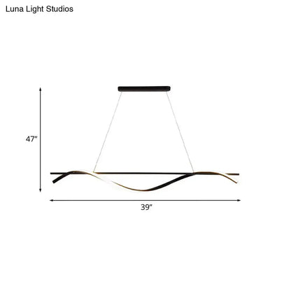 Modern black & white curved led island pendant light kitchen dining room