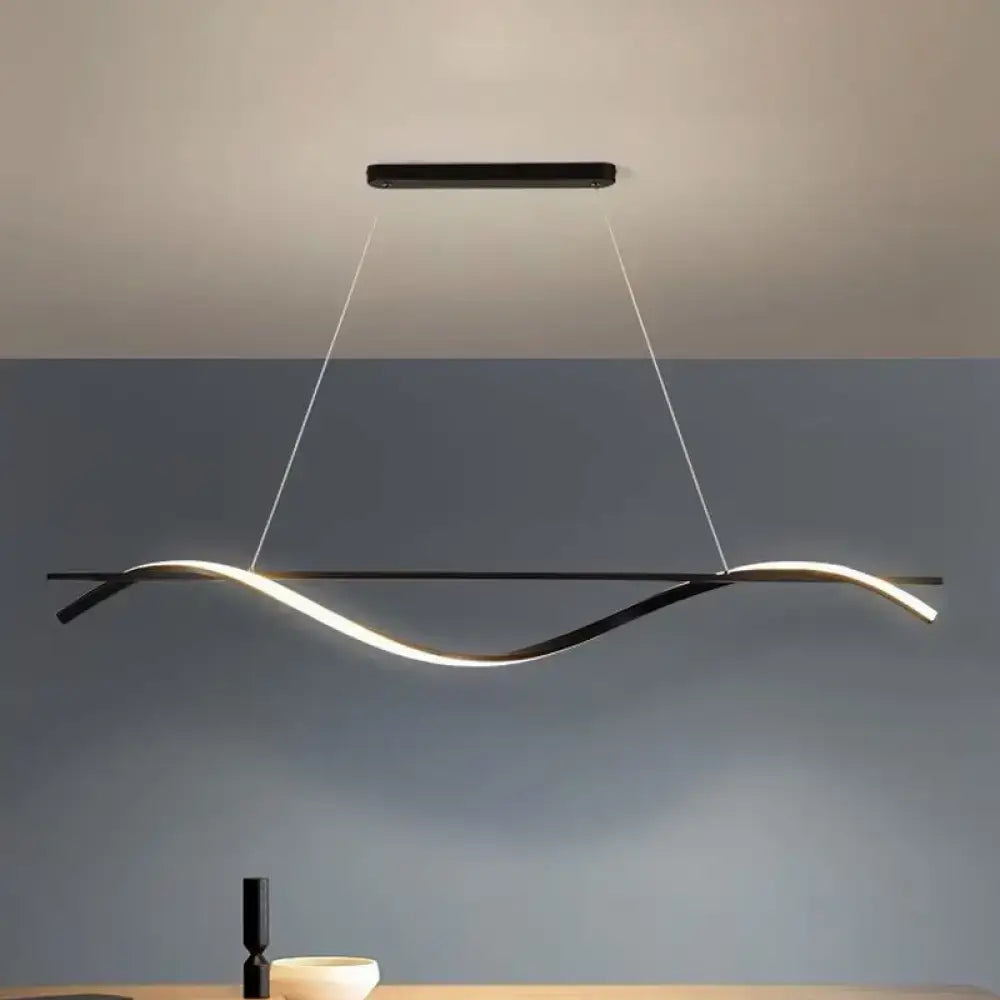 Modern black & white curved led island pendant light kitchen dining room
