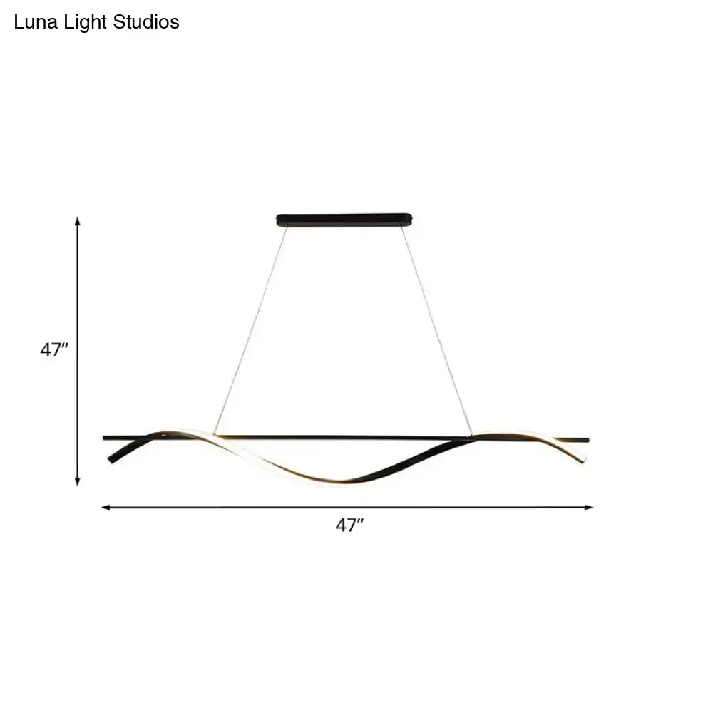 Modern black & white curved led island pendant light kitchen dining room