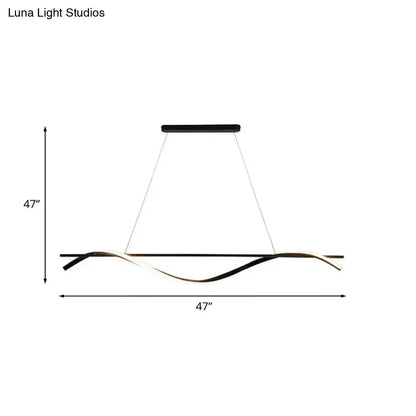 Modern black & white curved led island pendant light kitchen dining room