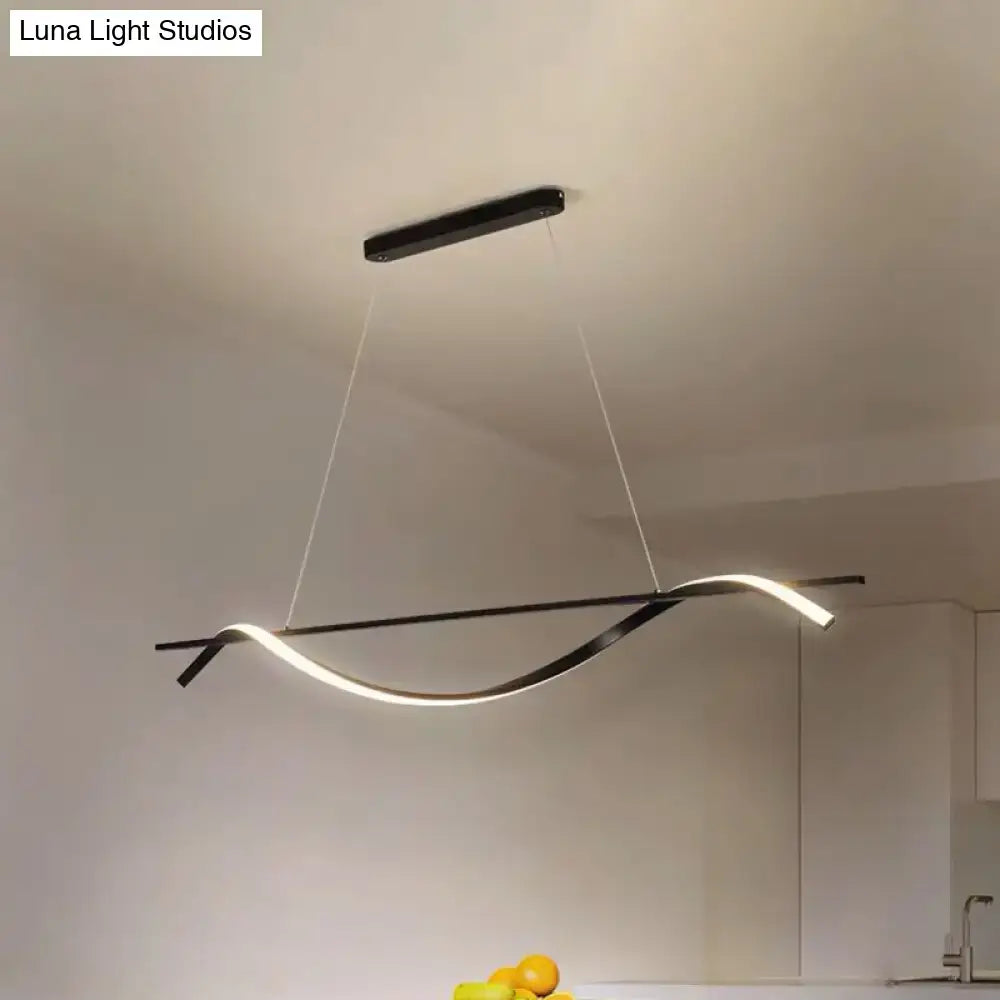 Modern black & white curved led island pendant light kitchen dining room