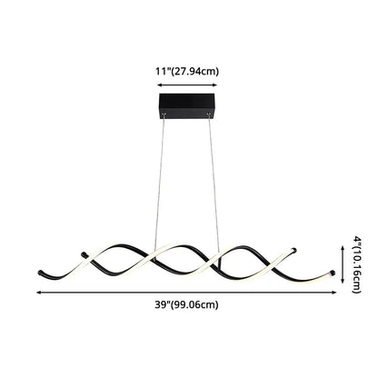 Modern black & white curved led pendant ceiling light dining room